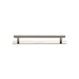 Heritage Brass Cabinet Pull Knurled Design with Plate 96mm CTC Polished Nickel Finish