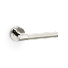 Alexander & Wilks - Spitfire Reeded Lever on Round Rose - Polished Nickel