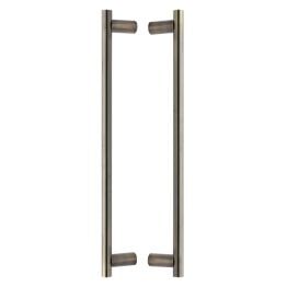 Heritage Brass Back to Back Door Pull Handle Round Bar Design 489mm Antique Brass Finish