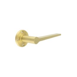 Knightsbridge Door Handles No Rose Satin Brass - By Frelan Hardware - BUR20SB