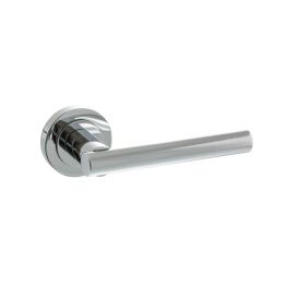 STATUS Nebraska Lever Door Handle on Round Rose - Polished Chrome