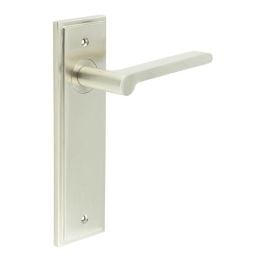 Fitzrovia Door Handle Latch Backplate Satin Nickel - By Frelan Hardware - BUR15KIT320