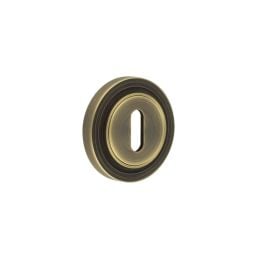 Burlington Standard Keyway Escutcheons Reeded Rose Antique Brass - By Frelan Hardware - BUR-60AB-74AB