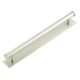 Hoxton Thaxted Cabinet Handles 224mm Ctrs Stepped Backplate Satin Nickel - By Frelan Hardware - HOX-260SN-6060SN