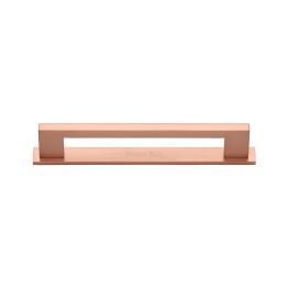 Heritage Brass Cabinet Pull Metro Design with Plate 96mm CTC Satin Rose Gold Finish