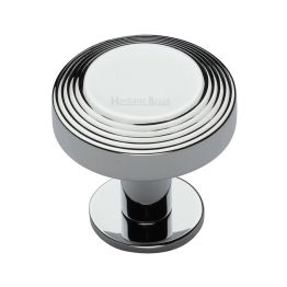 Heritage Brass Cabinet Knob Ridge Design with Rose 38mm Polished Chrome finishUK Registered Design Number 6194410