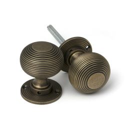 Burnished Brass Heavy Beehive Mortice/Rim Knob Set