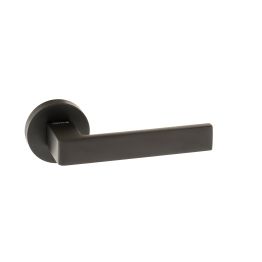 Forme Asti Lever Door Handle on Minimal Round Rose - Matt Black