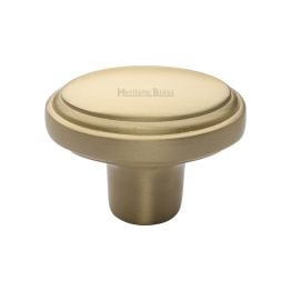 Heritage Brass Cabinet Knob Stepped Oval Design 41mm Satin Brass finish