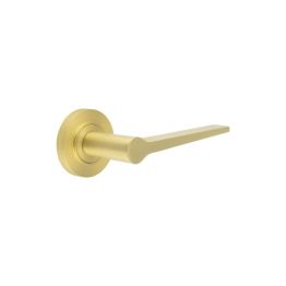 Knightsbridge Door Handle on Plain Rose Satin Brass - By Frelan Hardware - BUR20KIT235