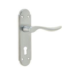 Henley Suite Door Handle on Lockplate Satin Chrome - By Frelan Hardware - JV190SC