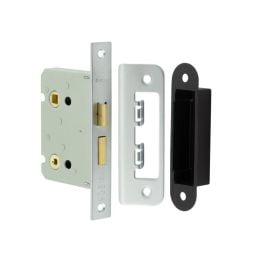 Jedo Kontrax Bathroom locks with Square Forend & Radiused Strike Plate 76mm Satin Nickel - By Frelan Hardware - JL460SN
