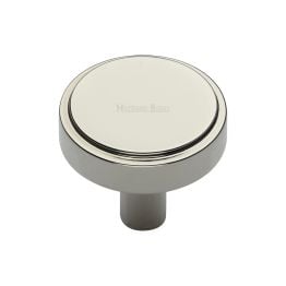 Heritage Brass Cabinet Knob Stepped Disc Design 32mm Polished Nickel finish