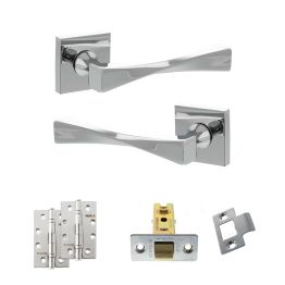 Senza Pari Guido Door Handle Pack (Latch Set - 2.5" CE Latch, 4" Slim Knuckle Hinges x2) - Polished Chrome