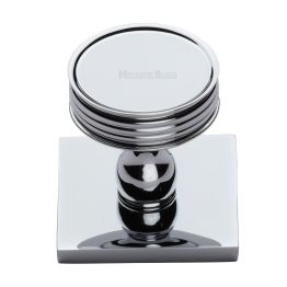 Heritage Brass Cabinet Knob Venetian Design with Square Backplate 32mm Polished Chrome finish