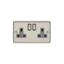 Eurolite Enhance Decorative 2 Gang Socket Satin Stainless Steel