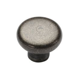 Rustic Pewter Cabinet Knob Round Design 32mm