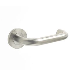 Orbit 19mm Door Handle on 8mm Sprung Rose Grade 304 Satin Stainless Steel - By Frelan Hardware - JSS13