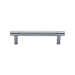 Heritage Brass Cabinet Pull Partial Knurl Design 96mm CTC Polished Chrome finish
