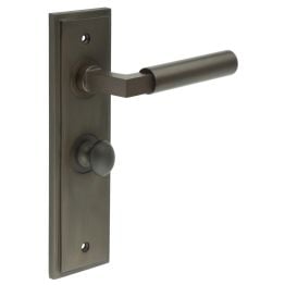 Westminster Door Handle Bathroom Backplate Dark Bronze & Turn & Release - By Frelan Hardware - BUR-30DB-453DB-80DB
