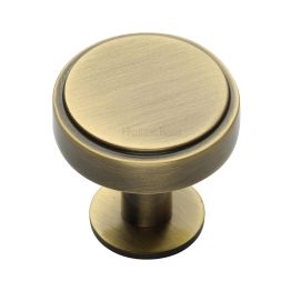 Heritage Brass Cabinet Knob Stepped Disc Design with Rose 38mm Antique Brass finish