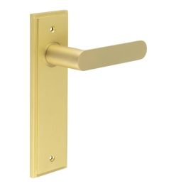 Kensington Door Handle Latch Backplate Satin Brass - By Frelan Hardware - BUR25KIT242