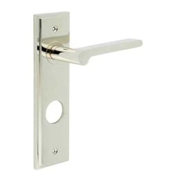 Fitzrovia Door Handle Din Bathroom Backplate Polished Nickel - By Frelan Hardware - BUR15KIT169