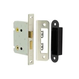Jedo Kontrax Bathroom locks with Square Forend & Radiused Strike Plate 76mm Nickel Plate - By Frelan Hardware - JL460NP
