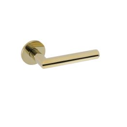 Tupai Exclusivo 5S Line Covela Lever Door Handle on 5mm Slimline Round Rose - Raw Brass