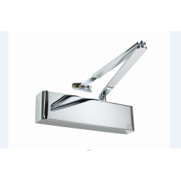 Rutland TS.9205 Door Closer c/w Semi-Radius Cover, Flatbar Armset, Polished Stainless Steel