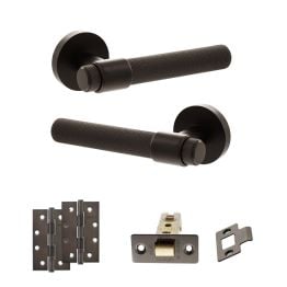 Senza Pari Andretta Door Handle Pack (Latch Set - 2.5" CE Latch, 4" Slim Knuckle Hinges x2) - Urban Dark Bronze