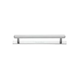Heritage Brass Cabinet Pull Hexagonal Design with Plate 96mm CTC Satin Chrome Finish