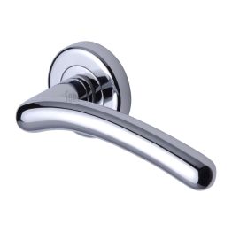 Sorrento Door Handle Lever Latch on Round Rose Ico Design Polished Chrome finish