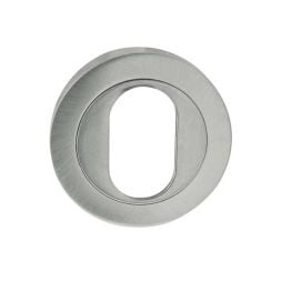 Jedo Designer Oval Profile Escutcheons on 50mm Round Rose Satin Chrome - By Frelan Hardware - JV503USC