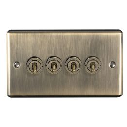 Eurolite Enhance Decorative 4 Gang Toggle Switch Antique Brass