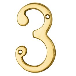 Numerals (0-9) Number 3 - Polished Brass