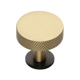 Heritage Brass Cabinet Knob Knurled Disc Design with Rose 32mm Matt Bronze/Satin Brass finish