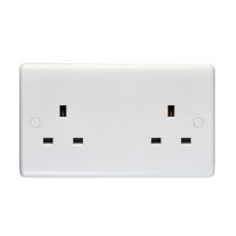 Eurolite Enhance White Plastic 2 Gang Unswitched Socket White