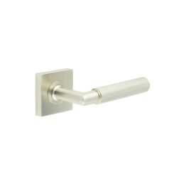 Piccadilly Door Handle on Square Plain Rose Satin Nickel - By Frelan Hardware - BUR40KIT318