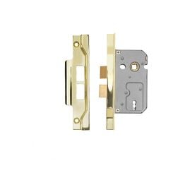 Contract 2 Lever Sashlock Rebated 64mm - Electro Brassed