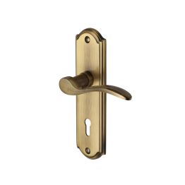 Heritage Brass Door Handle Lever Lock Howard Design Antique Brass finish