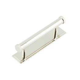 Hoxton Thaxted Cabinet Handles 96mm Ctrs Stepped Backplate Polished Nickel - By Frelan Hardware - HOX-250PN-6050PN
