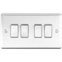 Eurolite Enhance Decorative 4 Gang Switch Satin Stainless Steel