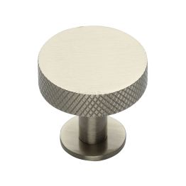 Heritage Brass Cabinet Knob Knurled Disc Design with Rose 32mm Satin Nickel finish