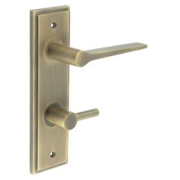 Knightsbridge Door Handle Din Bathroom Backplate Antique Brass & Turn & Release - By Frelan Hardware - BUR-20AB-456AB-82AB