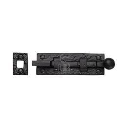 The Tudor Door Bolt Necked 3" Black Iron