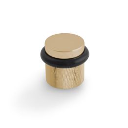 Valli 38 x 35mm - Floor Mounted Knurled Doorstop - Concealed Fix - Polished Brass PVD