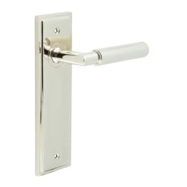 Piccadilly Door Handle Latch Backplate Polished Nickel - By Frelan Hardware - BUR40KIT164