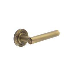 Richmond Door Handles Reeded Rose Antique Brass - By Frelan Hardware - BUR45KIT4