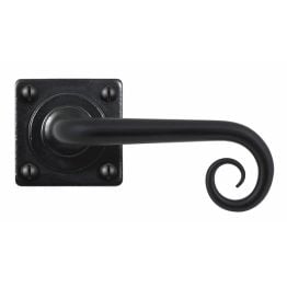 Curl Lever Handle on Square Rose - Flat Black